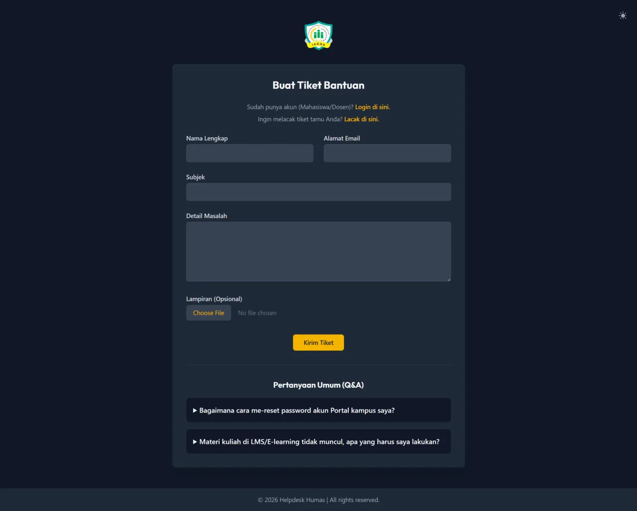 Sistem Informasi Helpdesk & Ticketing (Layanan Pengaduan/Bantuan).