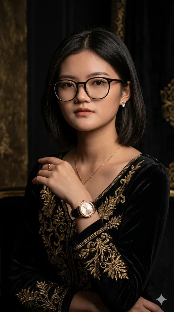 Royal Black Gold Studio Portrait